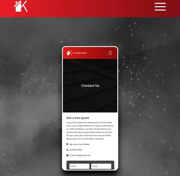 K Williams Roofing website