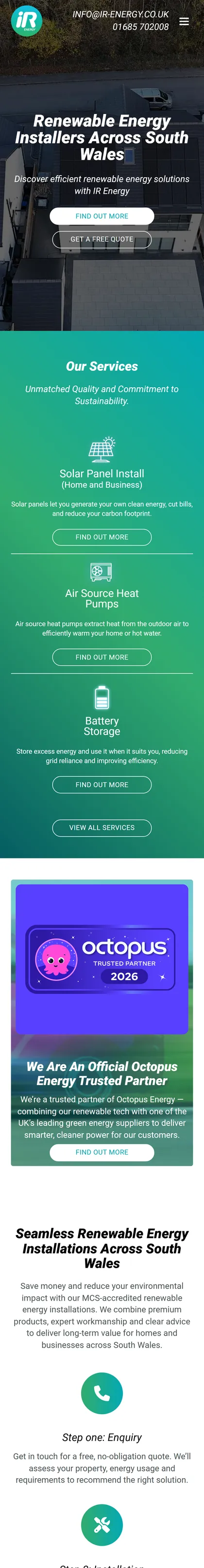 IR Energy website on a phone